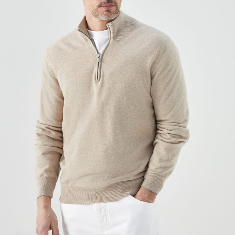 Men's Versatile Zip-Up Cashmere Sweater - sattedyhod