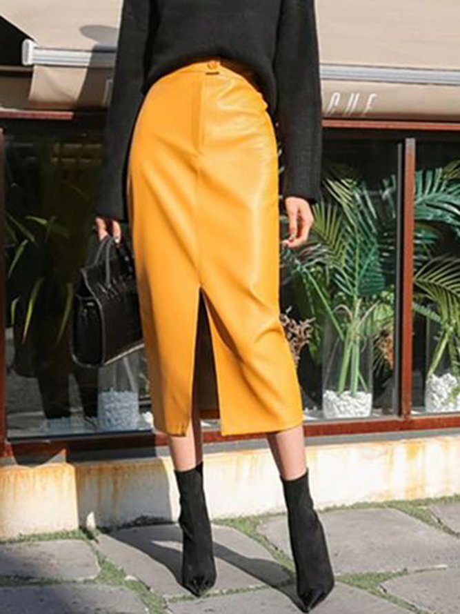 Fashion Split Leather Skirt
