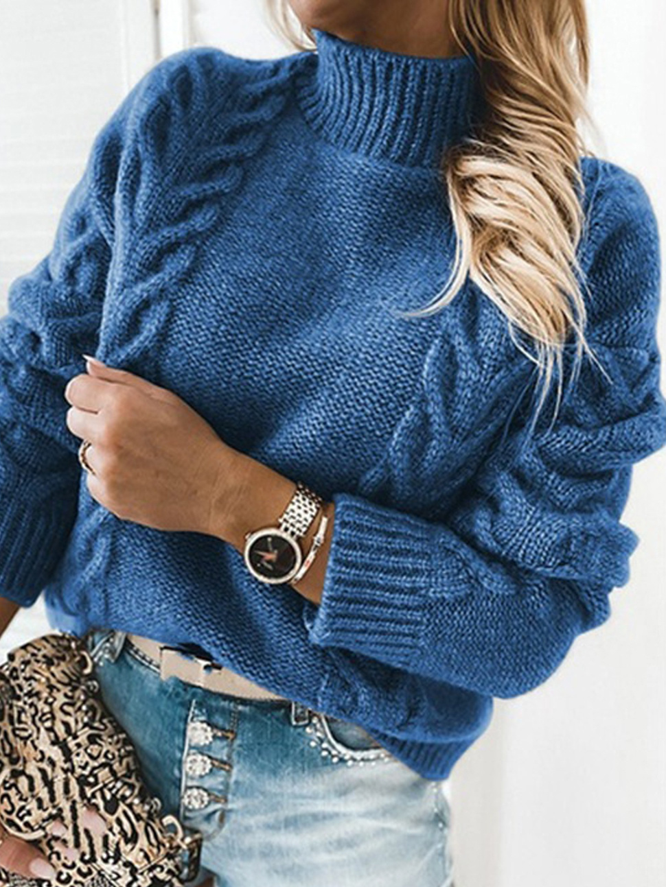 Casual Solid Color Turtleneck Long-Sleeved Sweater
