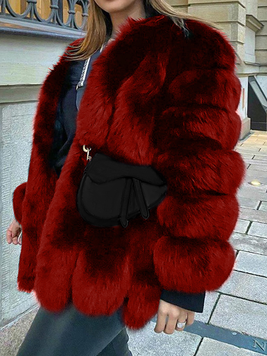 New Women Fashion Fur Leather Jacket Coat