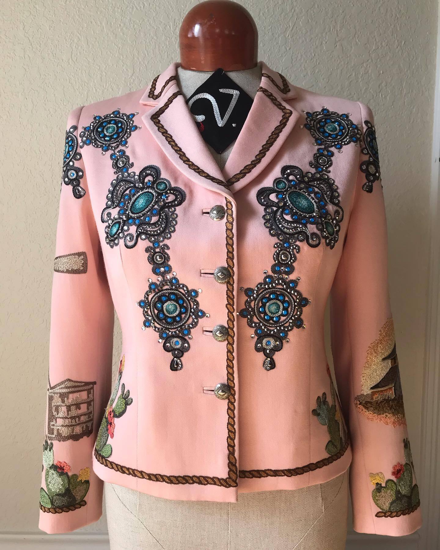 Women Pink Vintage Rodeo Cool Printed Long Sleeve Coat