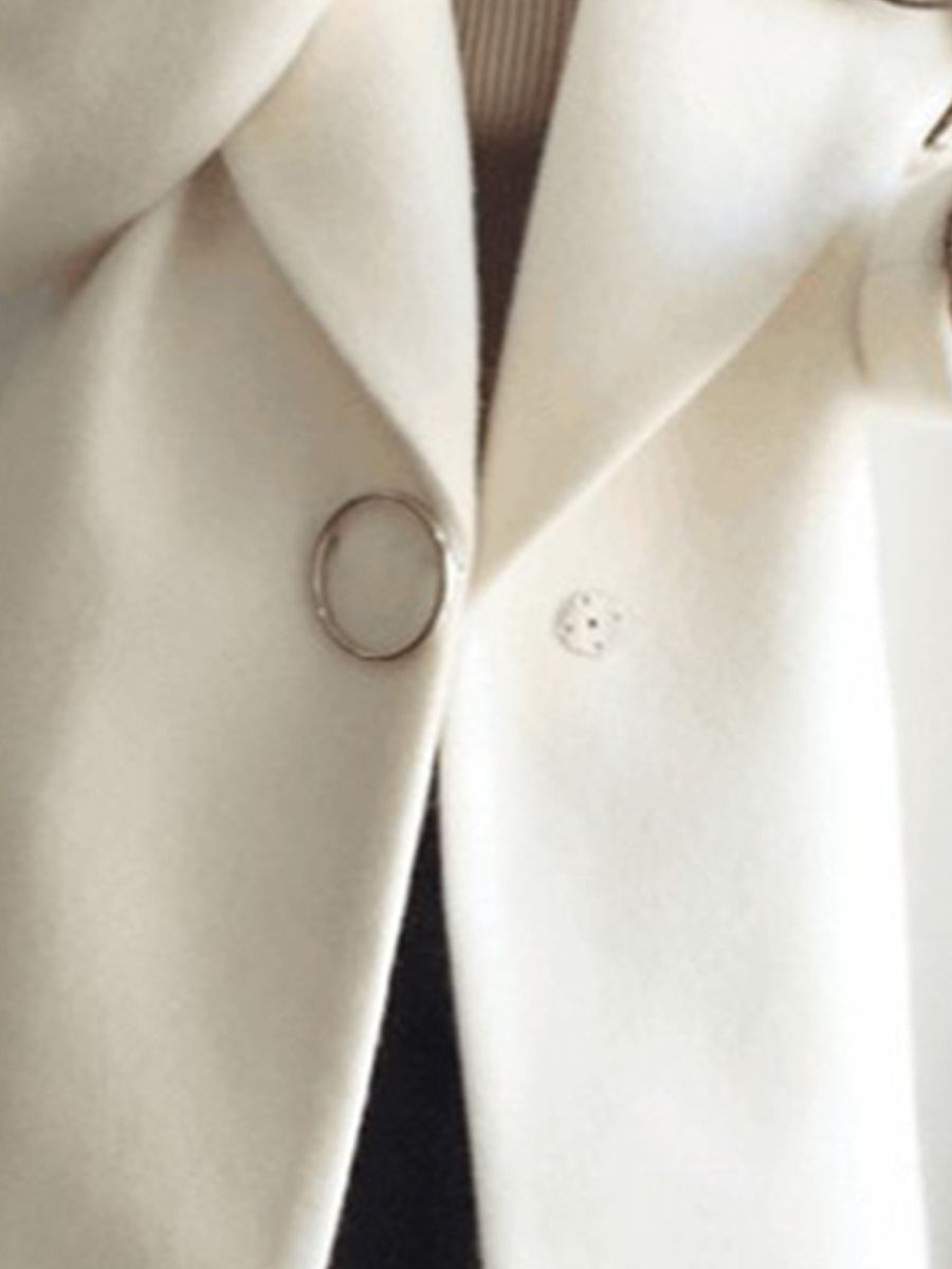 Lapel Slit Pocket Single Button Plain Long Sleeve Coats
