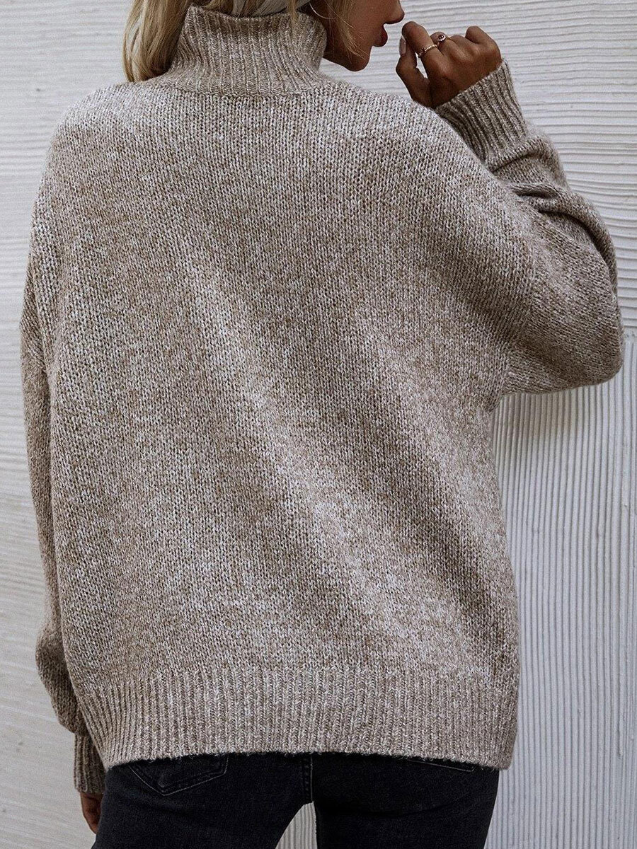 Turtleneck Casual Loose Solid Color Sweater Pullover