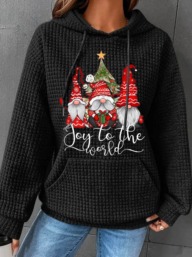 Joy To The World Gnome Christmas Cotton-Blend Simple Hoodie - FORTIVOLVE