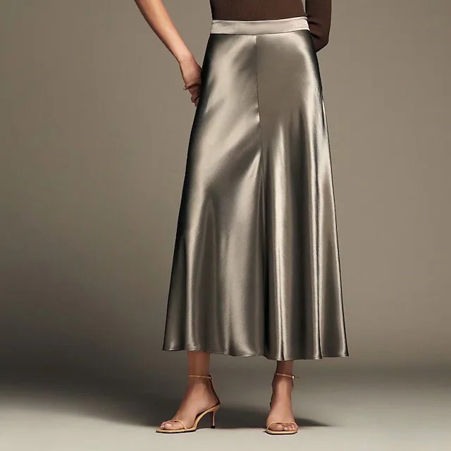Fashion Solid Color Metallic Luster Skirt