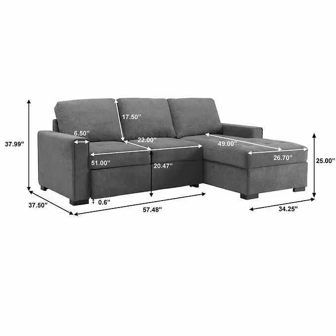 Kendale Sleeper Sofa With Storage Chaise AMZ OUTLET