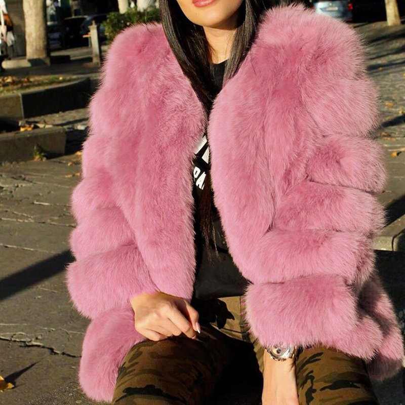 New Women Fashion Fur Leather Jacket Coat
