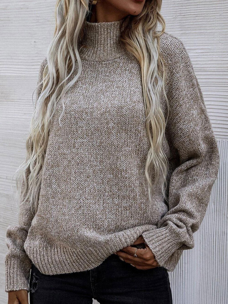 Turtleneck Casual Loose Solid Color Sweater Pullover