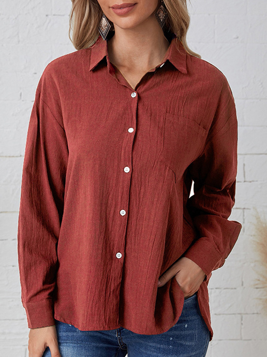 Versatile Plaid Long Sleeve Loose Lapel Shirt