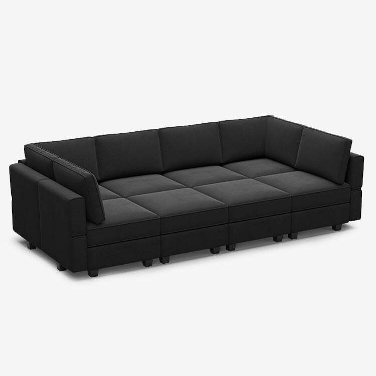 Metsoy 8 Seats + 8 Sides Modular Velvet Sleeper Sofa with Storage Seat