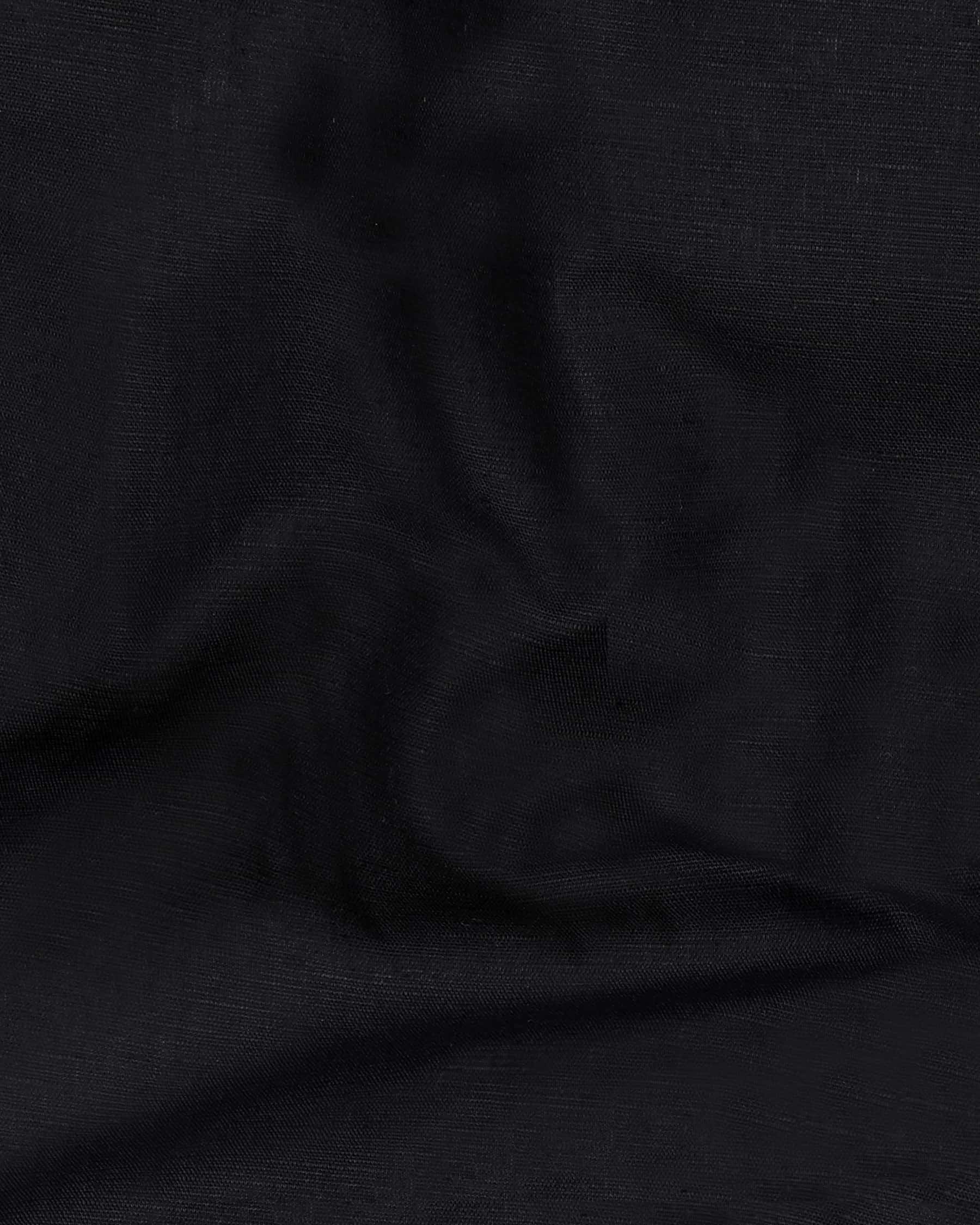 Jade Black Rice stitched Luxurious Linen Shirt
