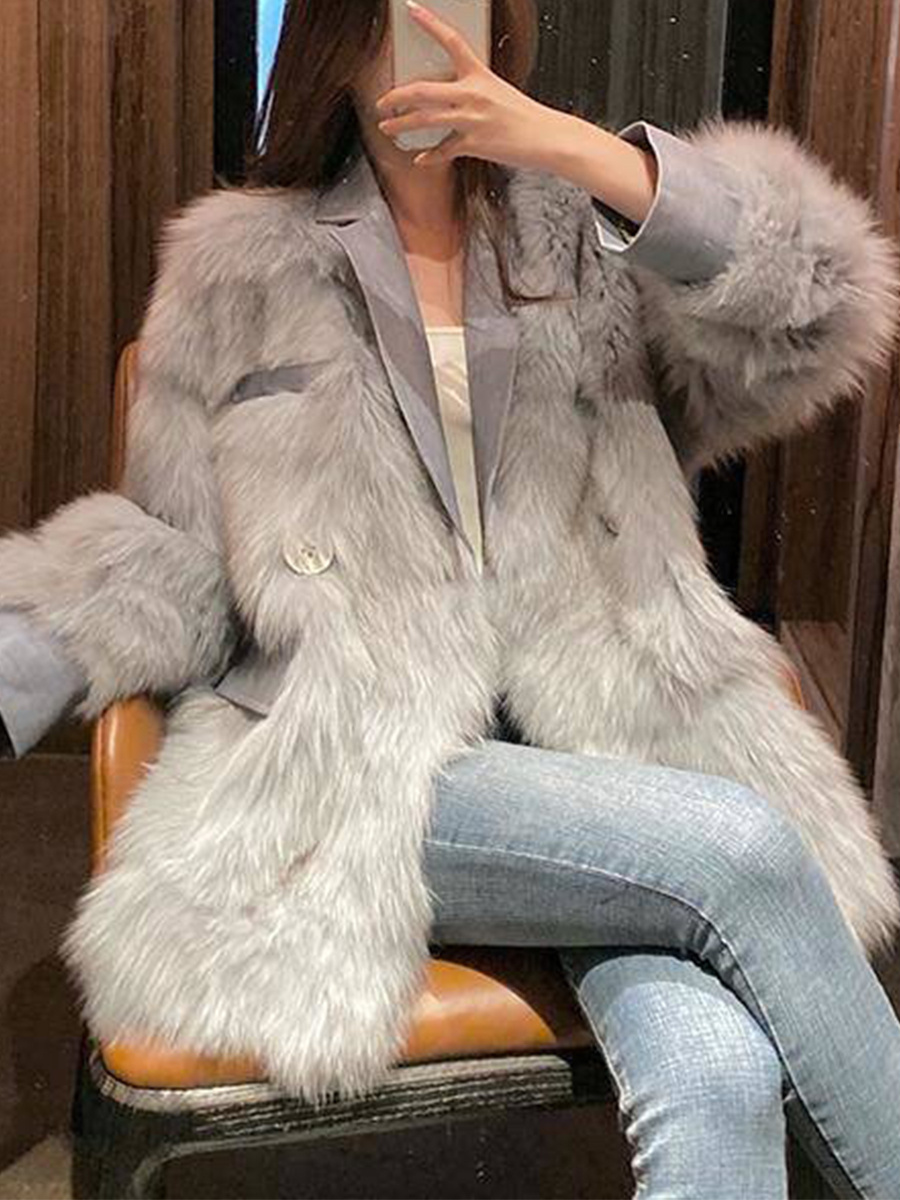 Fashion Women Fur Vintage Leather Casual Coat Jacket