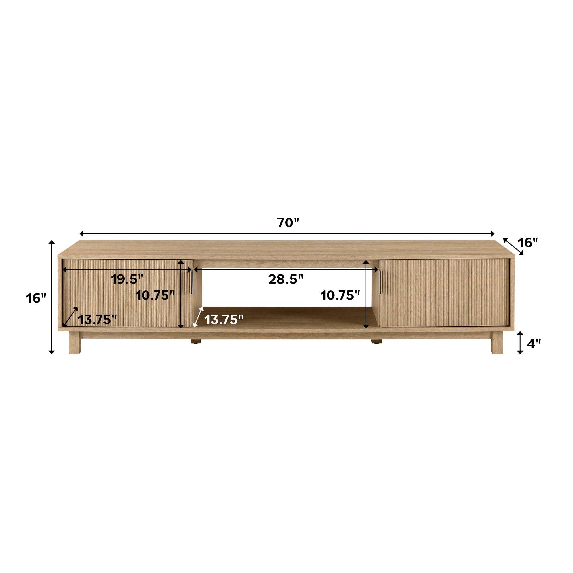 Arundo Mid-Century Modern Scandinavian 2-Door Reeded TV Stand - jisu14