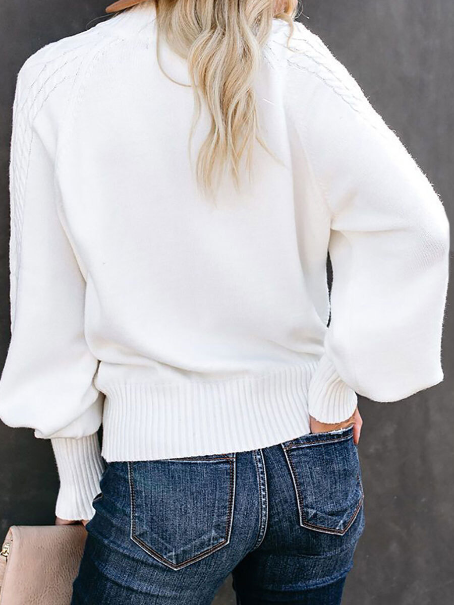 Pure Color Casual Loose Sweater Pullover