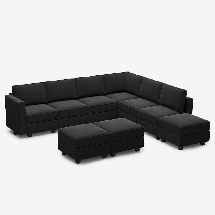 Metsoy 7 Seats + 8 Sides Modular Velvet Corner Sofa with Storage Seat