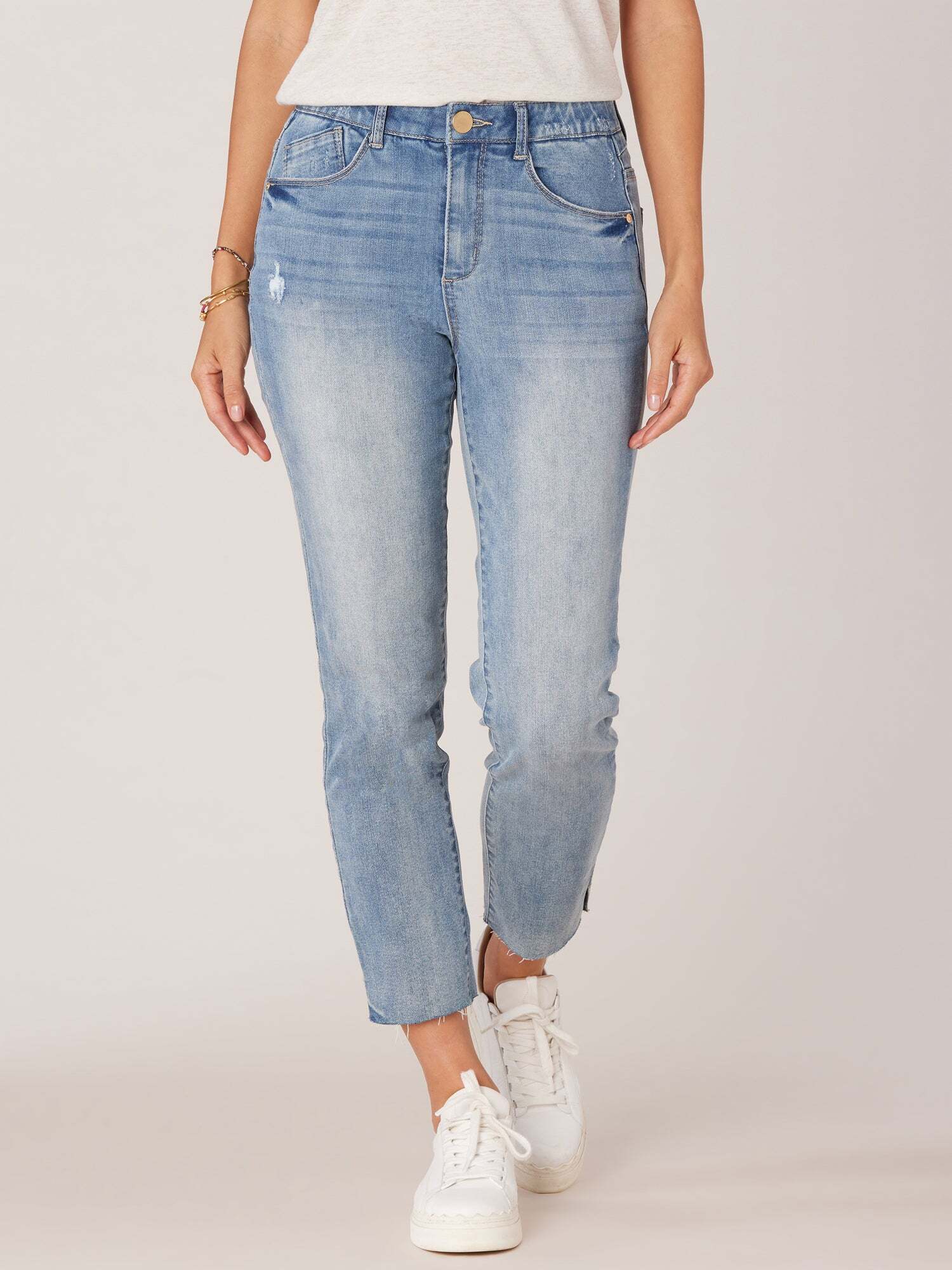 High Rise Vintage Skinny Jean with Raw Hem and Strings
