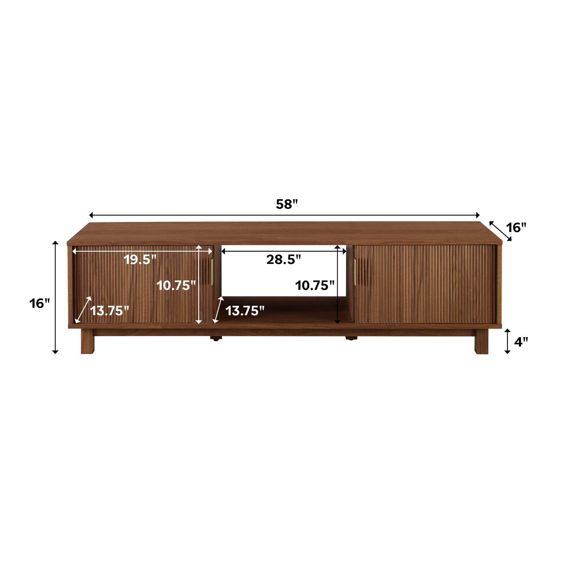 Arundo Mid-Century Modern Scandinavian 2-Door Reeded TV Stand - jisu14