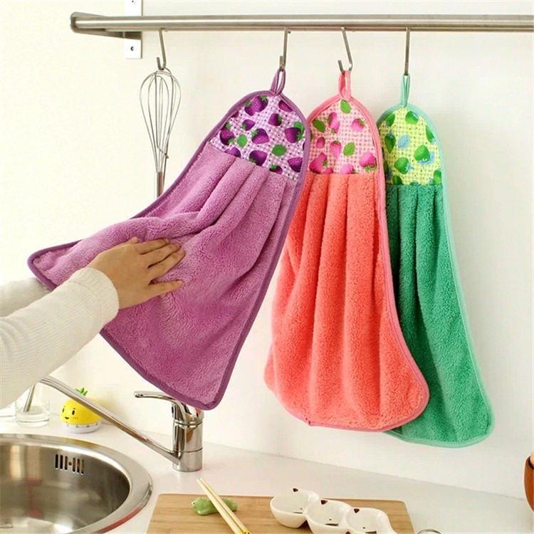 Hanging Kitchen Towel Small Soft Dish Towel Cloth for Kitchen Bathroom Use