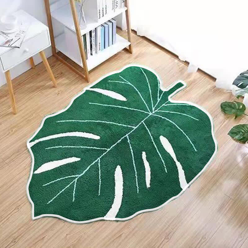 Ownkoti Creative Green Leaf Anti-Slip Floor Mat
