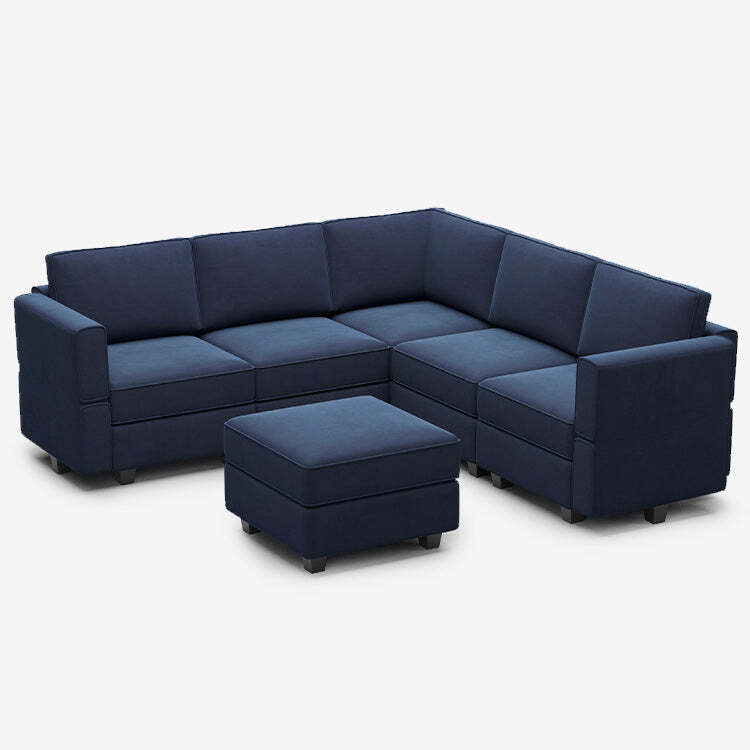 Metsoy 5 Seats + 8 Sides Modular Velvet Corner Sofa with Storage Seat