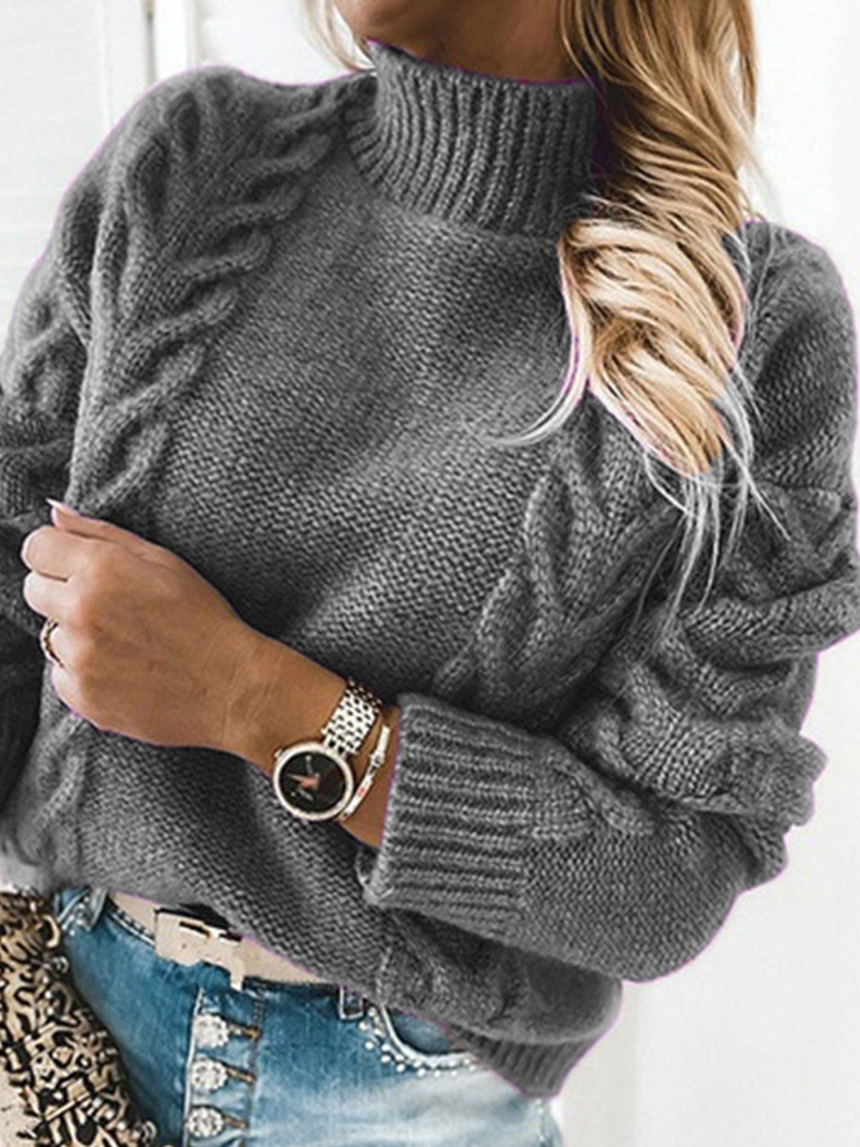 Casual Solid Color Turtleneck Long-Sleeved Sweater