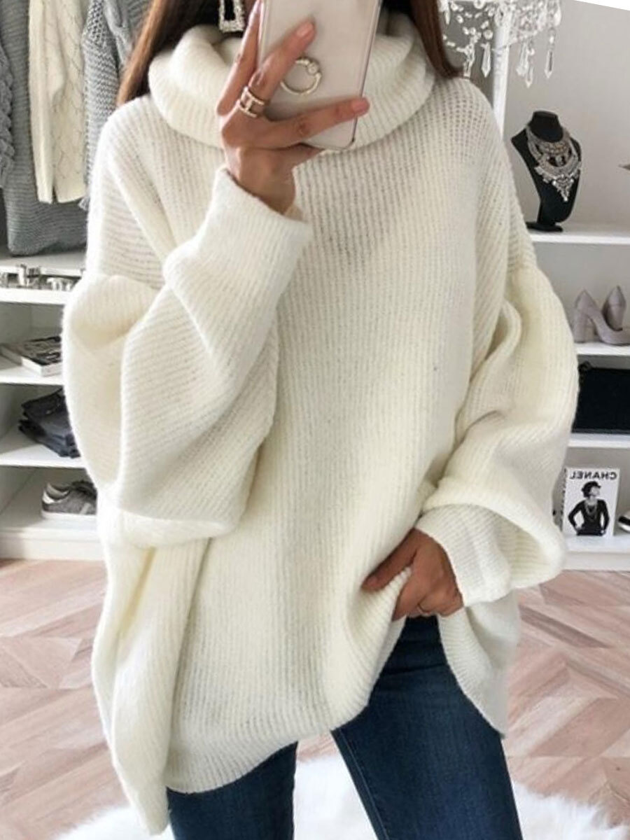 Casual Loose Solid Color Sweater Pullover