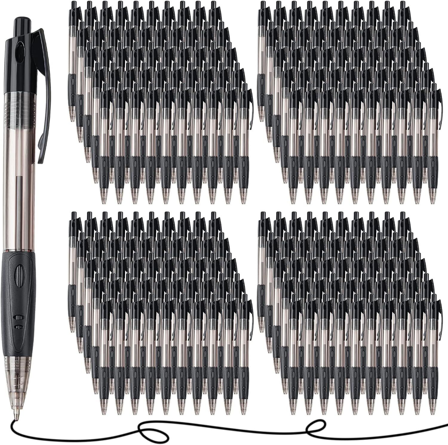 200 Pcs Retractable Ballpoint Pen Medium Point 1.0mm Black Gel Pens Lo -  Yetread