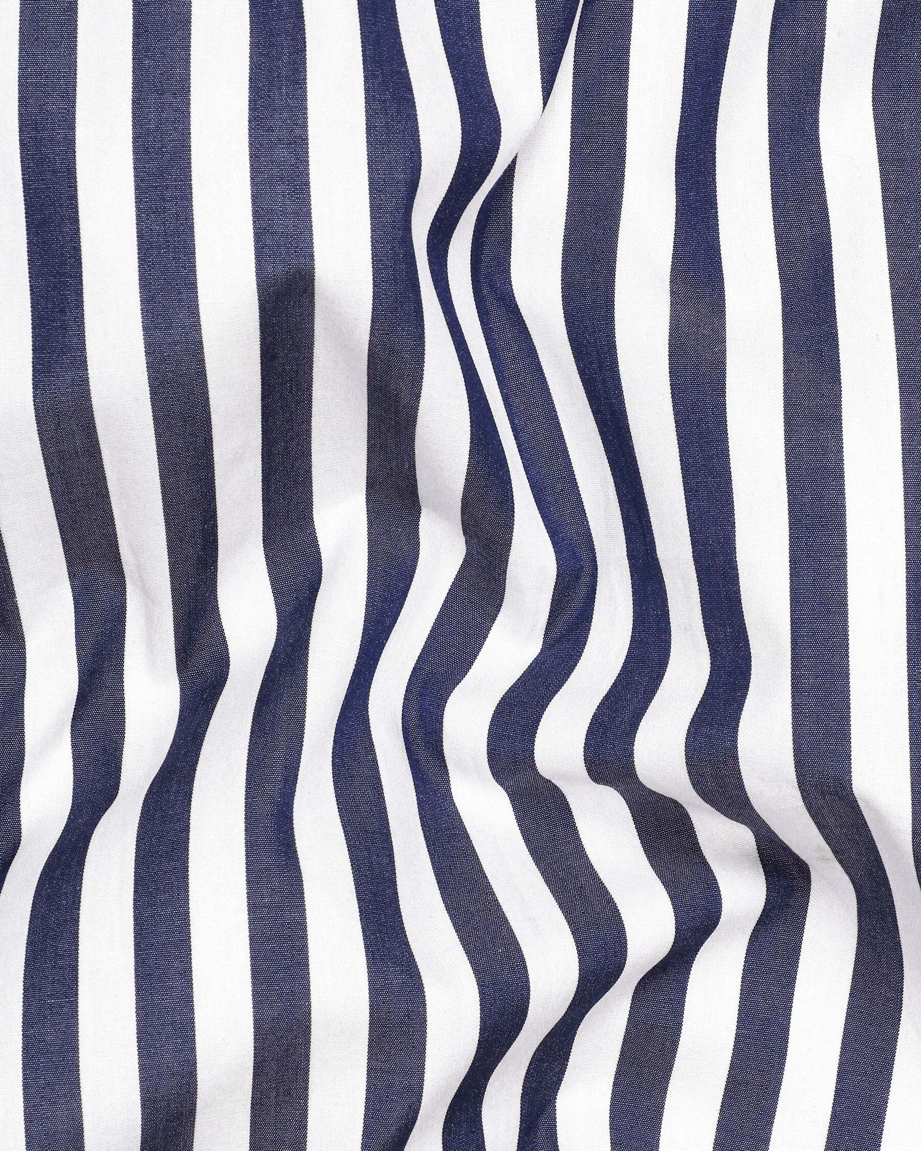 Martinique Blue Striped Premium Cotton Shirt
