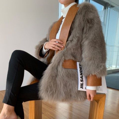 Fashion Women Fur Vintage Leather Casual Coat Jacket