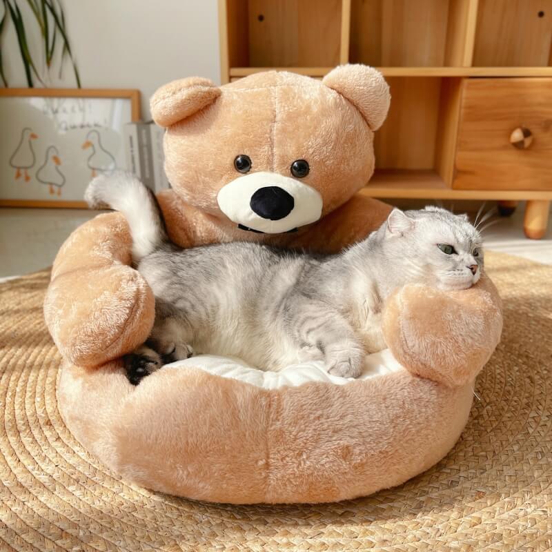 Cute Detachable Cuddle Bear Cat Bed kaymov