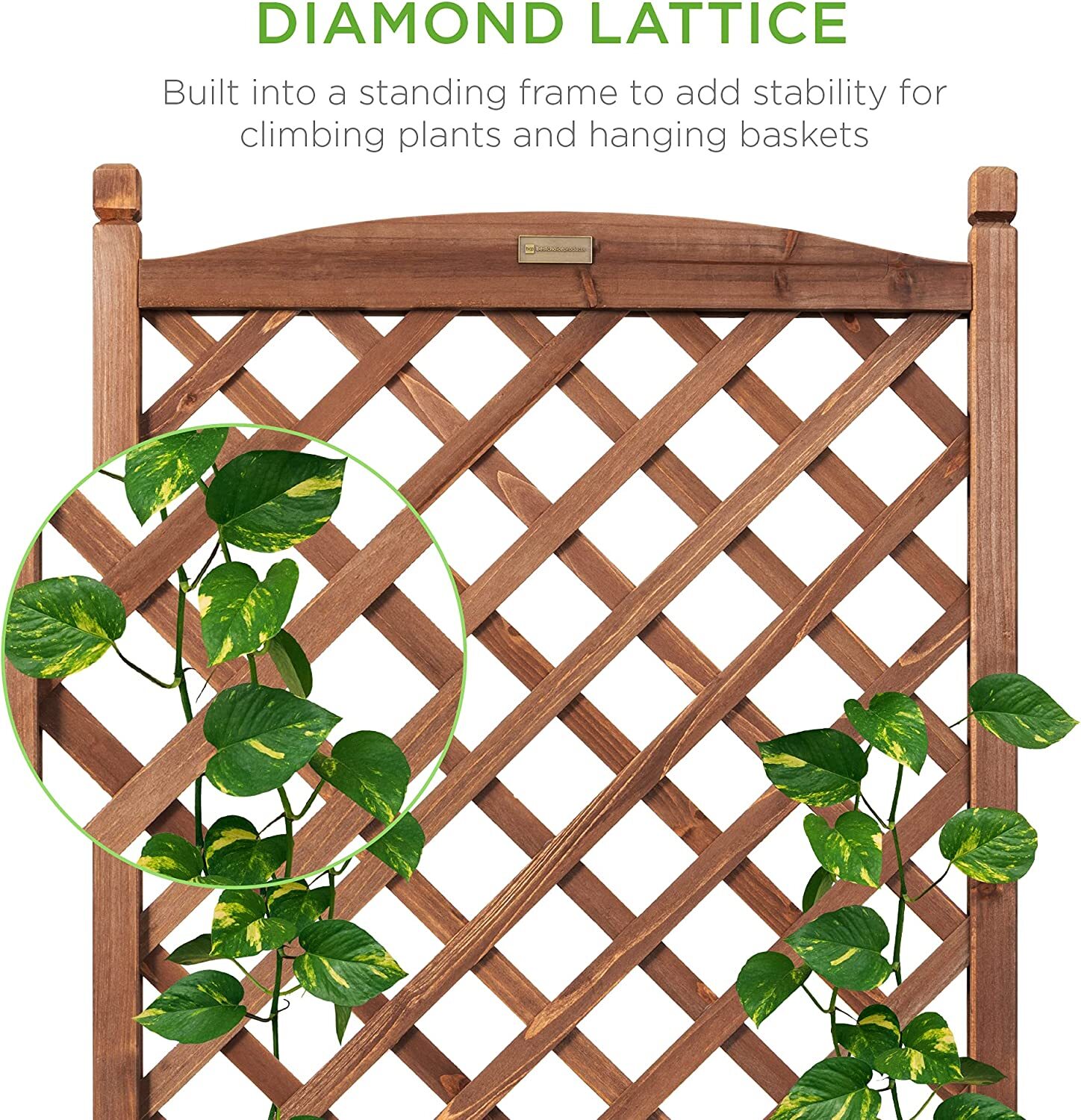 Set Of 2 48in Wood Planter Box & Diamond Lattice Trellis, Mobile Outdo ...