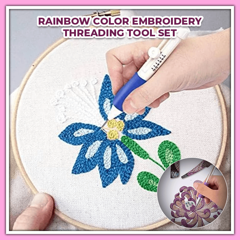 Rainbow Color Embroidery Threading Pen Set Ruqadl